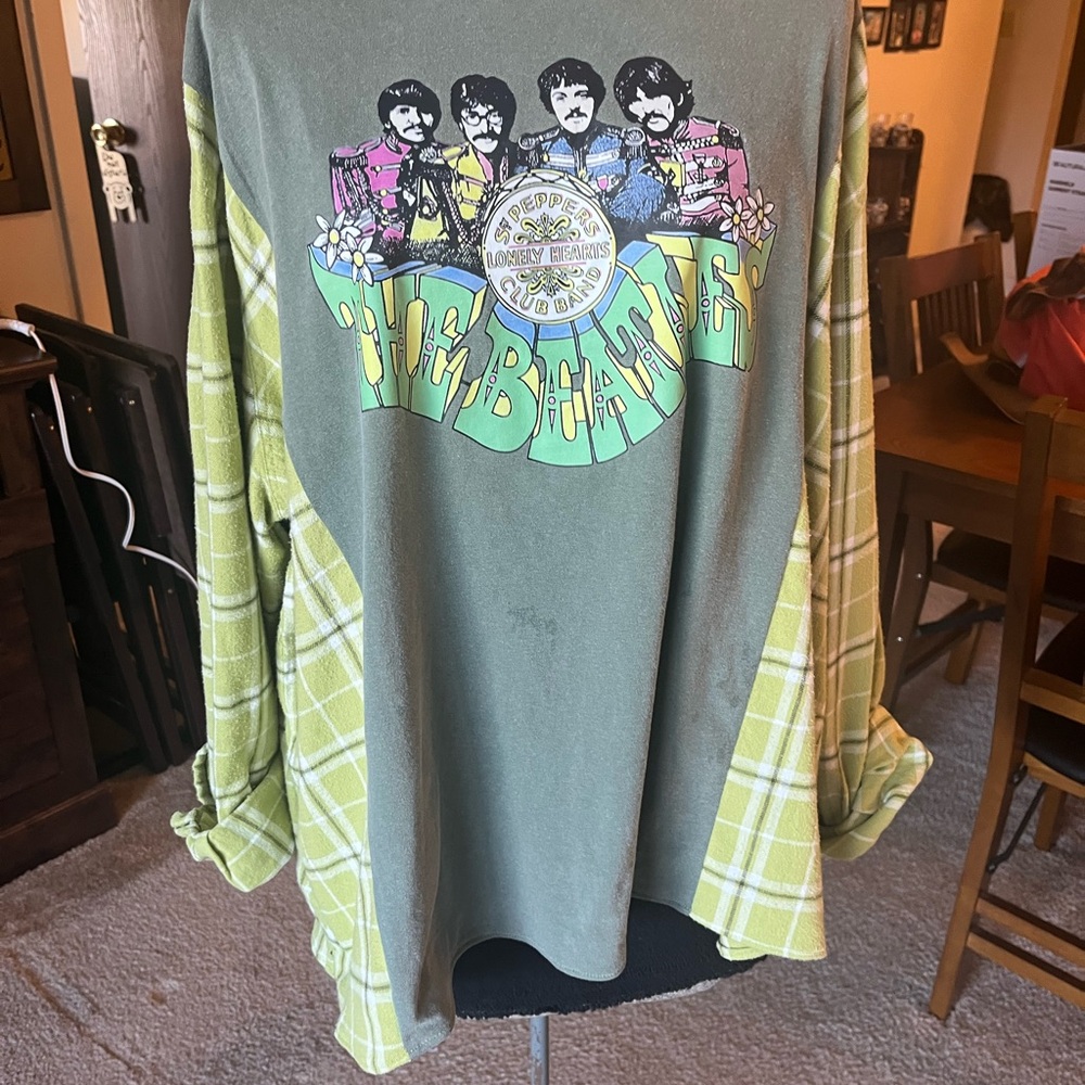 Green Beatles Long Sleeve Flannel Teeshirt
1X-2X - Picture 3 of 5
